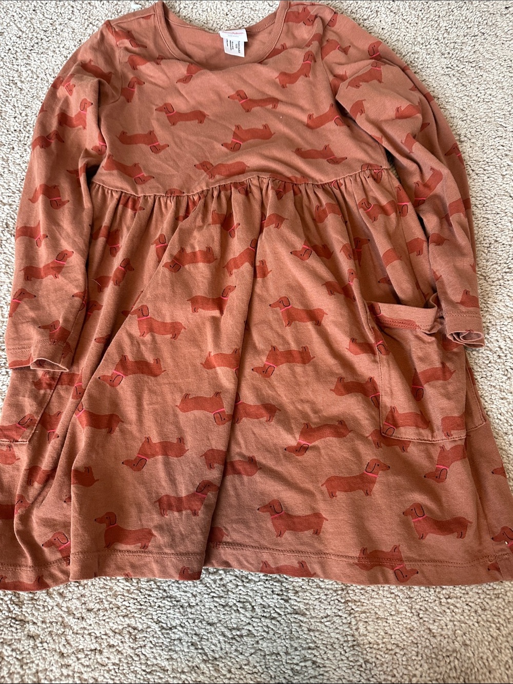 Hanna Andersson Rust Orange Toddler Dress with Dachshund Print